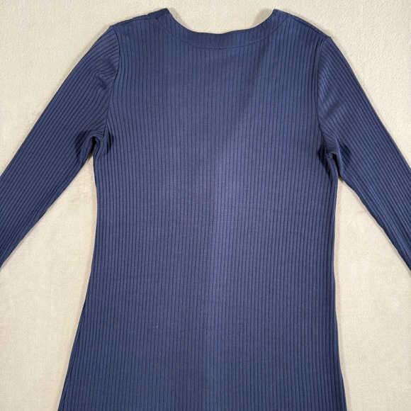 Reformation Dress Womens Small Navy Agatha Knit Ribbed Long Sleeve Button Front - Picture 7 of 11